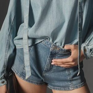 NEW Pilcro Micro Shorts Denim Shorts Light Wash Anthropologie Size 32 No Pockets